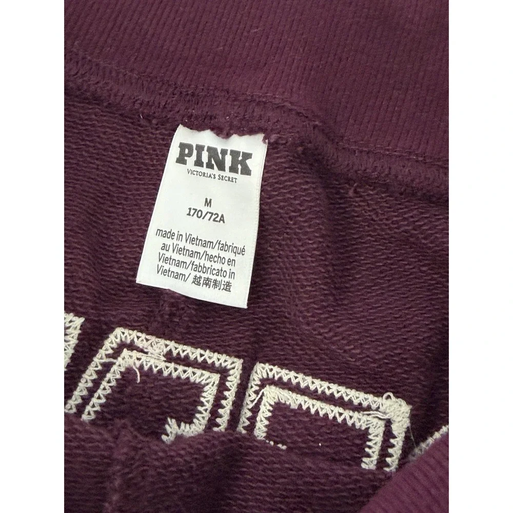VICTORIA'S SECRET PINK Campus Terry Foldover Shorts Wild Rose White Logo M Y2K